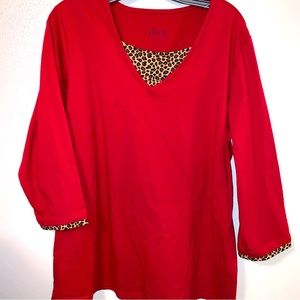 D&C Co. Large Leopard Print Neck And Plain Tunic